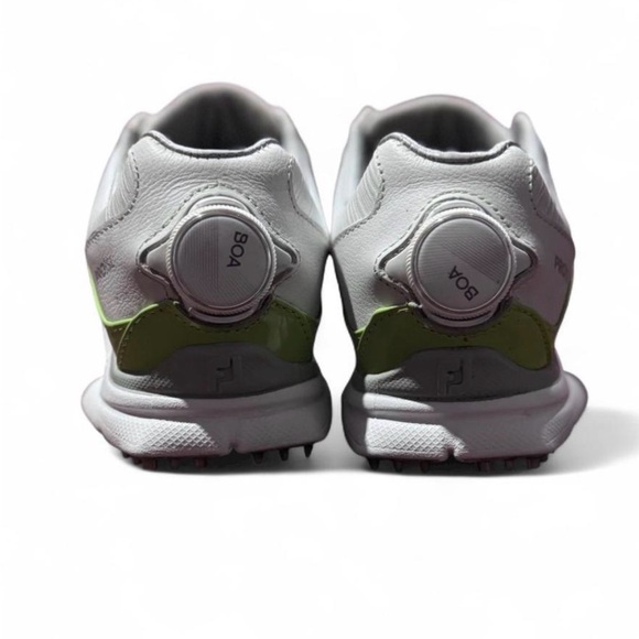 FootJoy White and Lime Green Pro/SL Golf Shoes - Picture 5 of 8